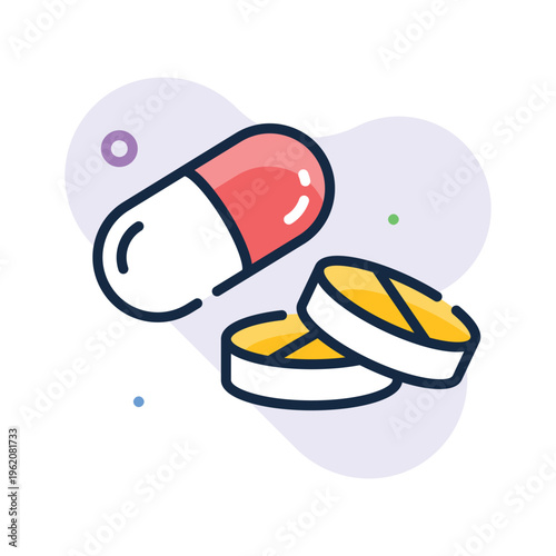 Easy to edit outline icon showing drugs medicine pills treatment