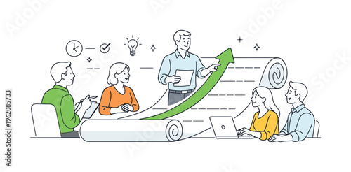 Colleagues building steady professional momentum and reinforcing routine execution discipline together during a regular progress alignment meeting in a calm