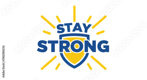 Vibrant emblem promoting unwavering determination and spirited resilience with powerful radiating graphic elements symbolising enduring strength and