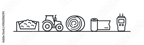 Silage production and forage preservation for long-term livestock feeding and nutrient retention in agricultural operations, silage bunker, tractor, grass bale, plastic wrap roll