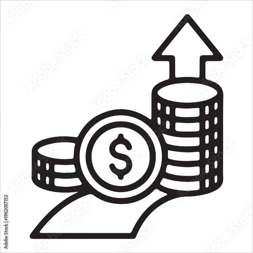 Profit Increase Line Icon Vector, Financial Gain and Business Success Symbol EPS 10