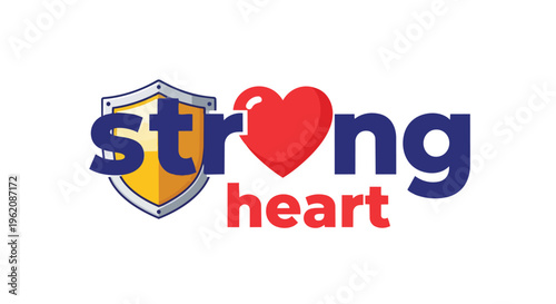 A strong heart logo conveying health and protection through a golden shield and vibrant red heart, emphasizing resilience and overall well-being in