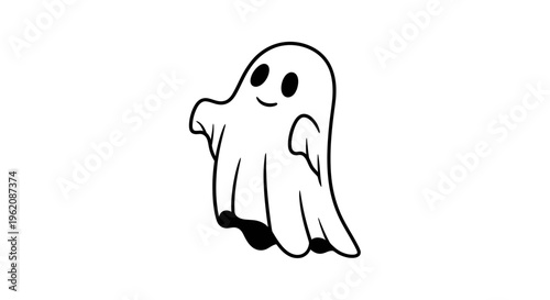 Cute ghost character, cartoon ghost, smiling spirit, Halloween icon