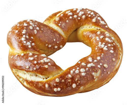 A delicious salted pretzel on transparent background