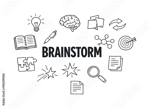 Clear brainstorming session and idea clustering concept focused on generating concepts, grouping thoughts and structuring creative output into actionable