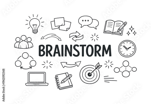 Digital brainstorming session and collaborative ideation concept focused on generating ideas, sharing thoughts, and developing creative solutions within a team environment