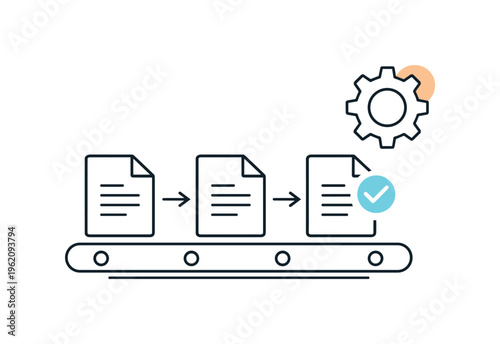 Structured office workflow and maintaining consistent productivity while processing routine professional assignments during the day, a simple conveyor style document flow combined