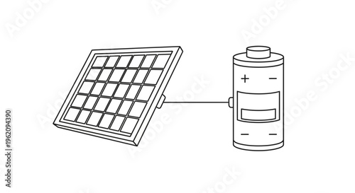 Solar panel, battery, renewable energy, eco-friendly power, sustainable technology, vector icon