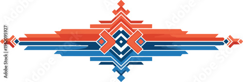 Abstract geometric design with red and blue elements