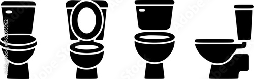 Collection of Black Toilet Showing Different Views and Openings bathroom plumbing