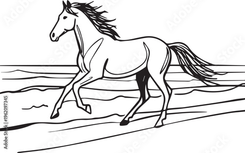 High-Quality Black & White Horse Vector