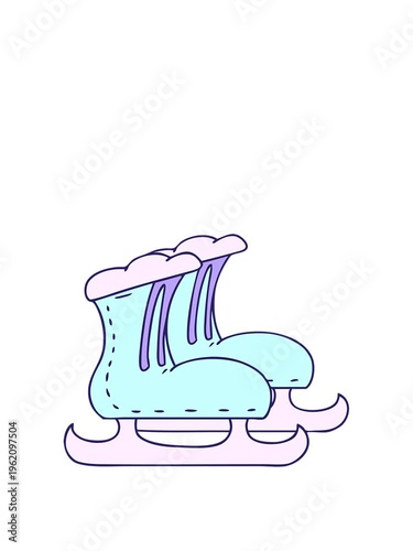 stretching up animation of cartoon doodle ice skate boots