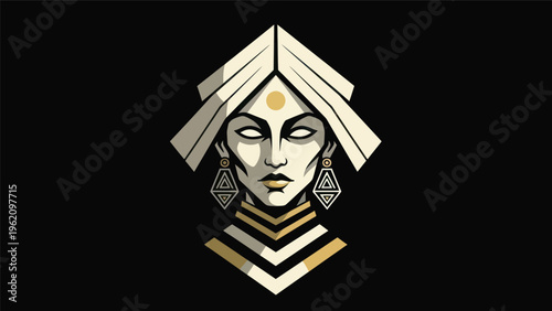 Geometric female portrait on black background