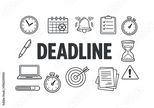 Clear deadline management and time pressure control concept focused on meeting due dates, organizing priorities and delivering tasks efficiently under