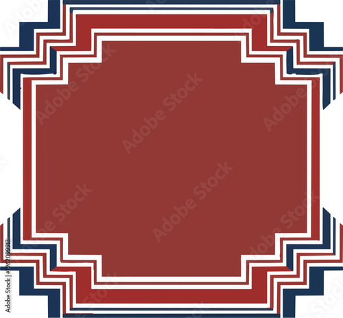 Geometric red blue white frame design with copy space