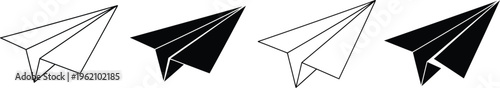 Sequence of paper airplanes in flight with folding instructions
