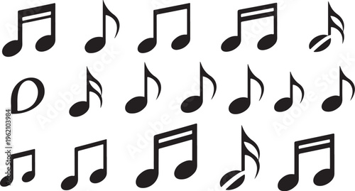 Black music notes on a white background pattern design