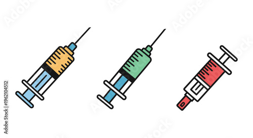 Insulin Syringe Line art modern abstract color vector