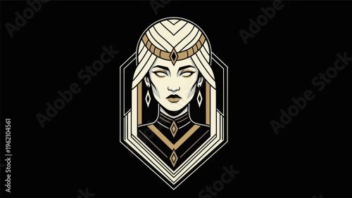 Geometric portrait of a woman on black