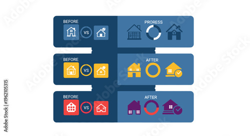 Real Estate Renovation Before and After Comparison Infographic