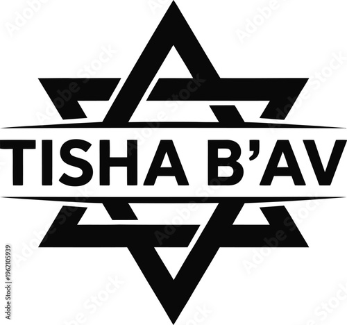 Black and white tisha b' av text with star of david