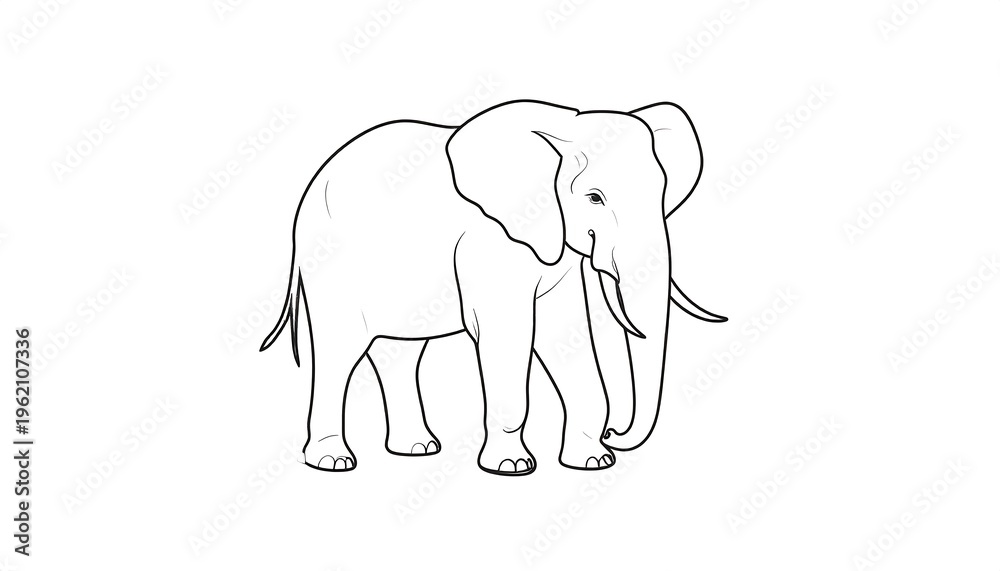 Obraz premium A black and white line drawing of a large African elephant