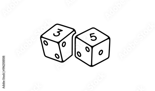 Pair of dice line icon gaming board vector illustration