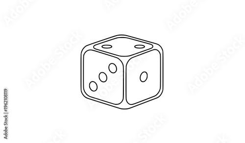 Single dice line icon gaming luck vector illustration