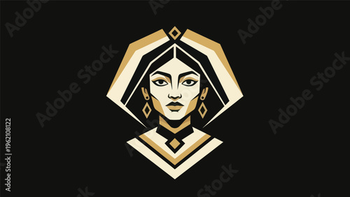 Geometric portrait with golden accents
