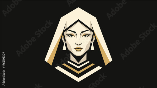 Geometric portrait with golden accents