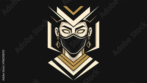 Geometric portrait with mask