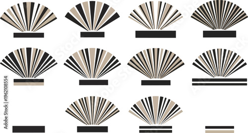 Abstract geometric fan shaped patterns in vector style