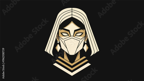 Geometric portrait with ornamental details