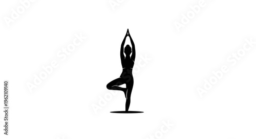 Silhouette of Woman in Tree Pose Yoga