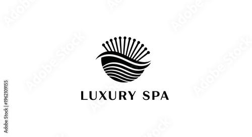 Luxury Spa Logo with Wave and Sunburst Elements