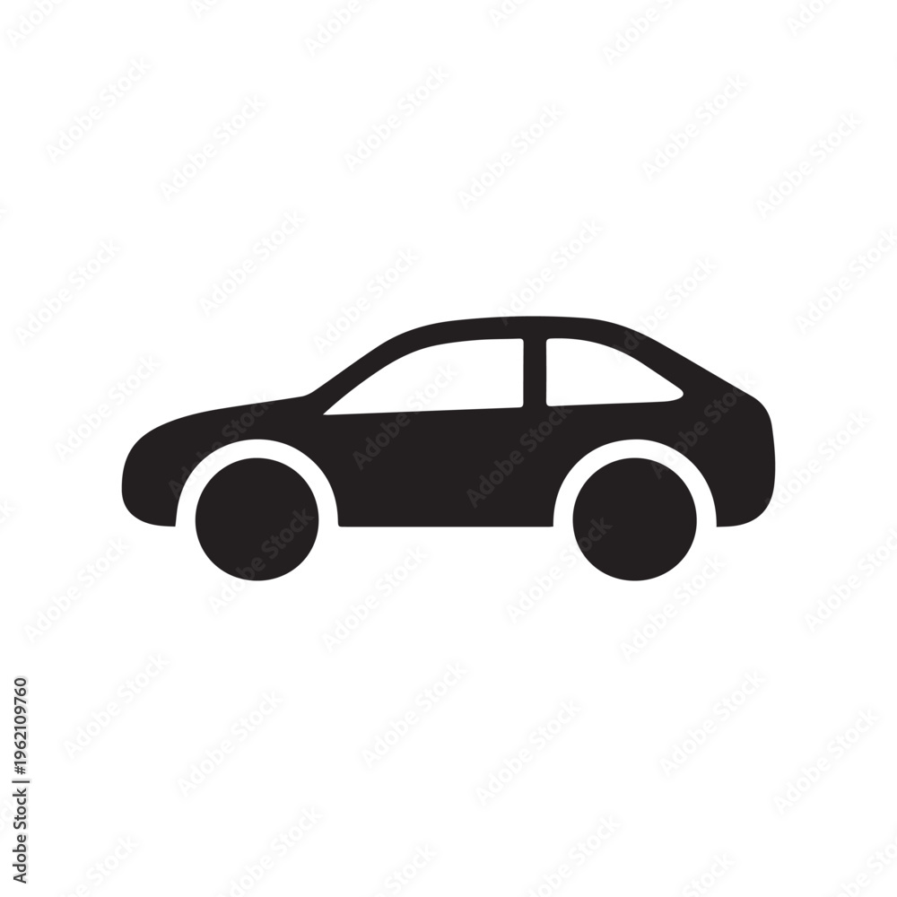 Fototapeta premium Modern sporty car front view silhouette logo design minimalist vector icon style. 