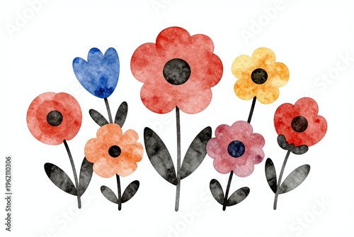 A bunch of colorful flowers on a white background_2