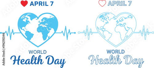 World health day logo with heart and globe