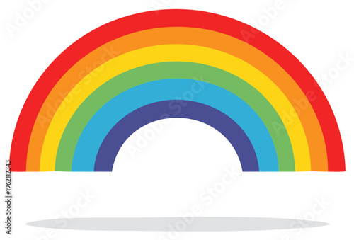 Illustration of a colorful rainbow arc with a shadow underneath