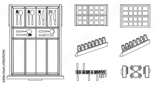 Kitchen Drawer Divider Line abstract shape design vector