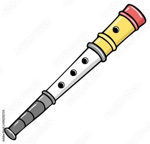 Cartoon Illustration of a Yellow and White Clarinet