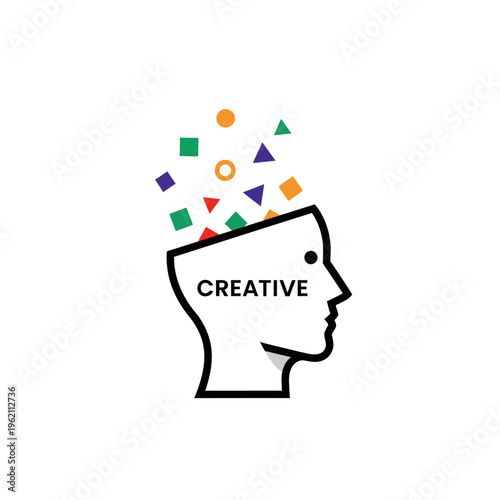 A creative mind with colorful shapes.