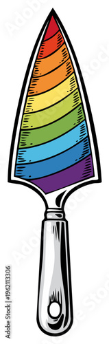 Wallpaper Mural Gardening Trowel with Rainbow Stripes and Metal Handle Torontodigital.ca