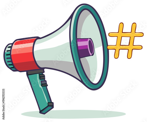 Wallpaper Mural Loudspeaker with Hashtag Symbol Announcing Promotion or Campaign Illustration Torontodigital.ca