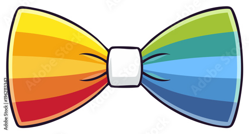 Vibrant rainbow striped bow tie illustration for celebrations and fashion
