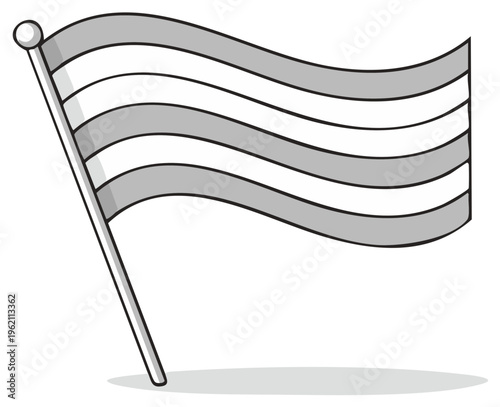 Wallpaper Mural Striped Flag Waving on Pole Cartoon Style Illustration Vector Gray and White Lines Decorative Torontodigital.ca