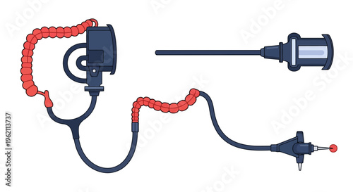 Professional medical endoscopic or laparoscopic equipment illustration with flexible tubes and surgical probe