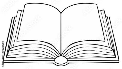 Open book outline with blank pages ready for text or illustrations educational concept