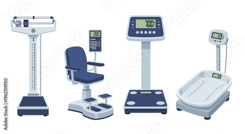 Set of Professional Medical Scales and Weight Measurement Equipment for Hospitals and Clinics