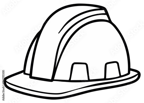 Cartoon style line art vector of white hardhat or helmet illustration for coloring, construction or safety concept